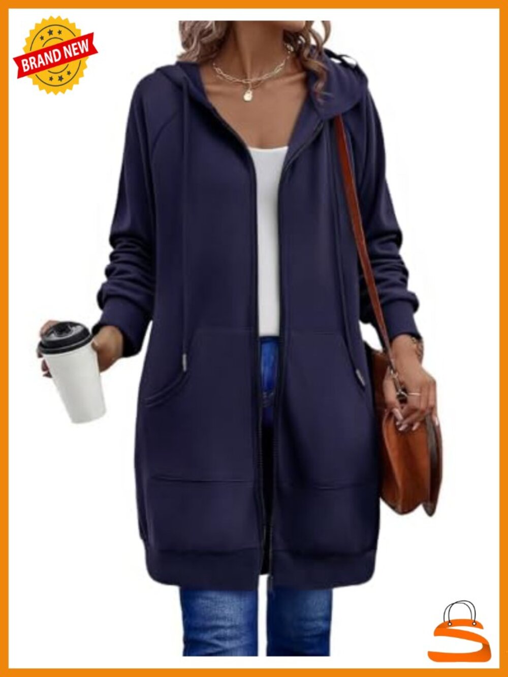 Zeagoo Womens Zip Up Hoodie Long Sleeve Tunic Sweatshirt Oversized